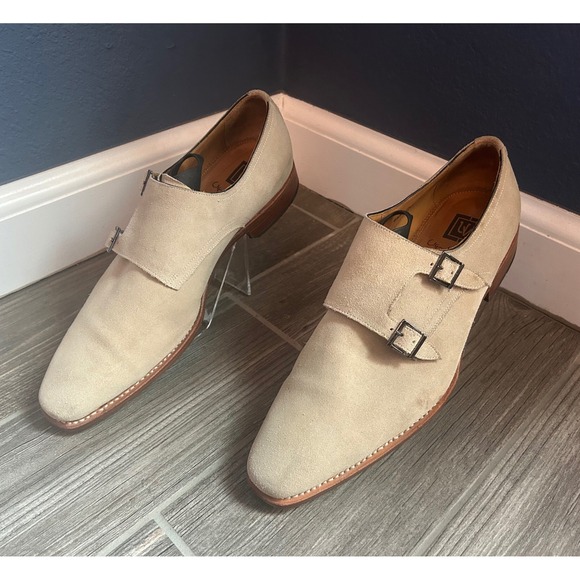 Ugo Vasare Mens Sand Suede Double Monk Strap Shoes Goodyear HandMade US 13 EU 47